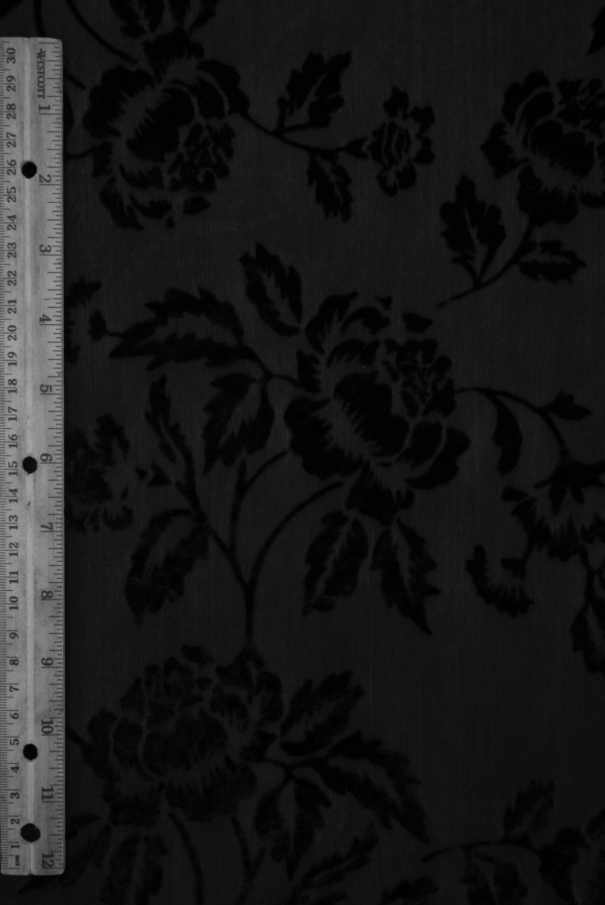 Floral Velvet Burnout Black Knit Fabric