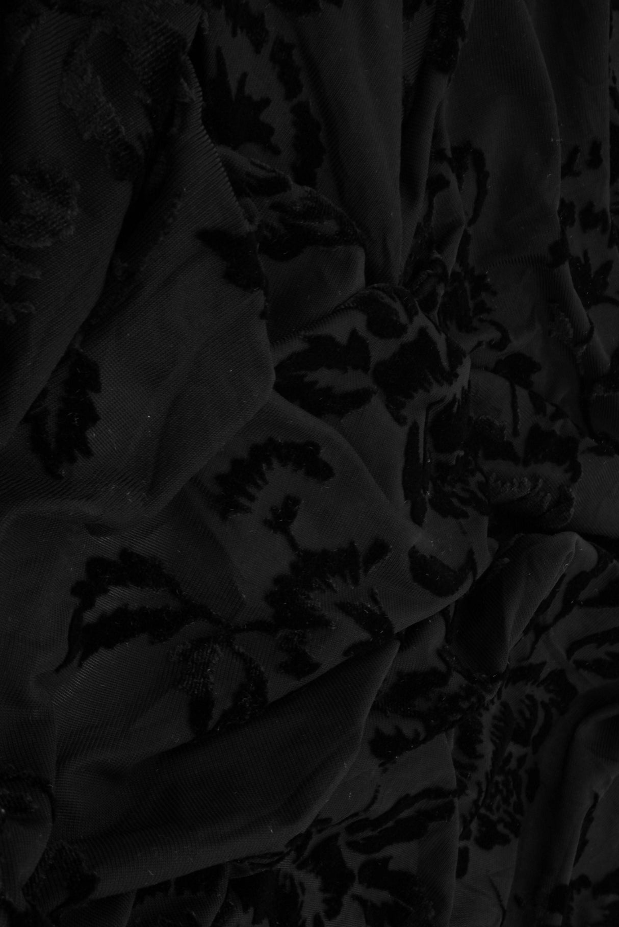 Floral Velvet Burnout Black Knit Fabric