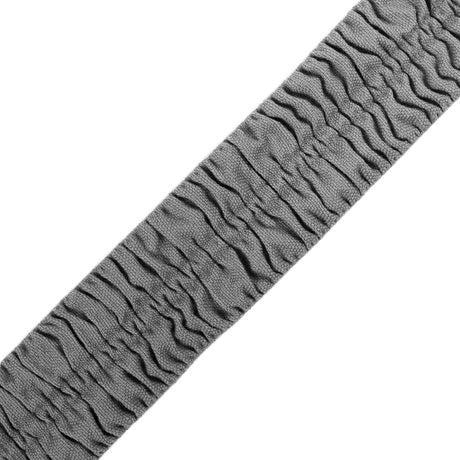 Italian Gray Ruched Stretch Wool Trimming - 2.375"