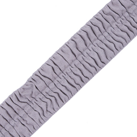 Italian Silver Ruched Stretch Wool Trimming - 2.375"