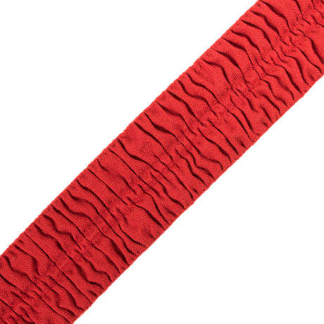 Italian Red Ruched Stretch Wool Trimming - 2.375"