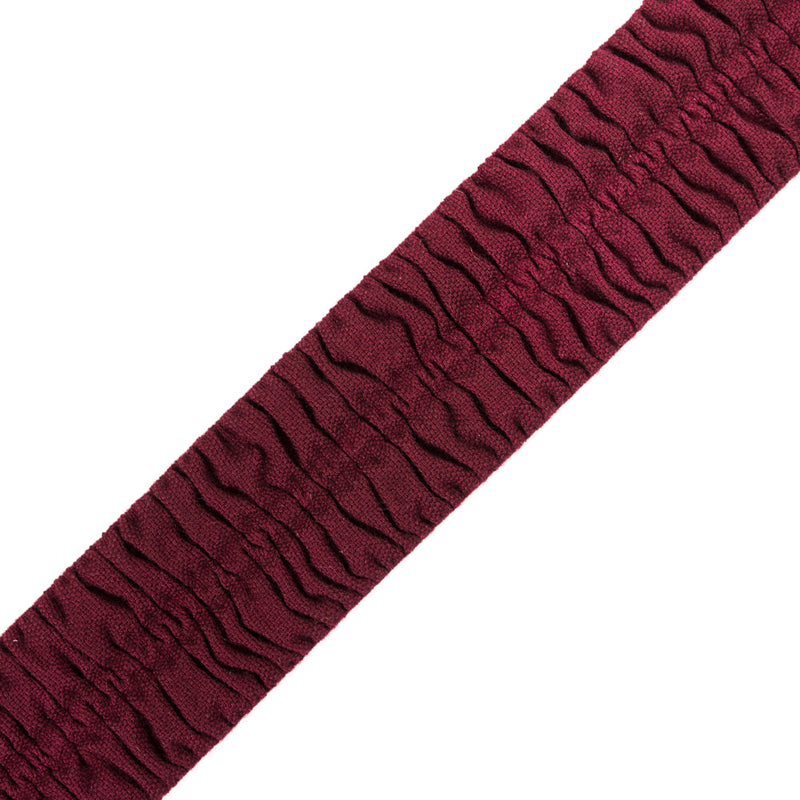 Italian Wine Ruched Stretch Wool Trimming - 2.375"