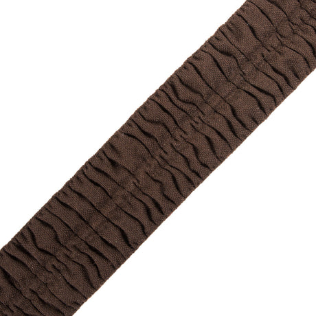 Italian Dark Brown Ruched Stretch Wool Trimming - 2.375"