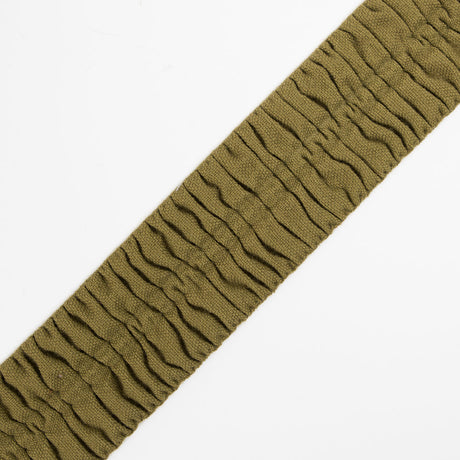 Italian Moss Green Ruched Stretch Wool Trimming - 2.375"