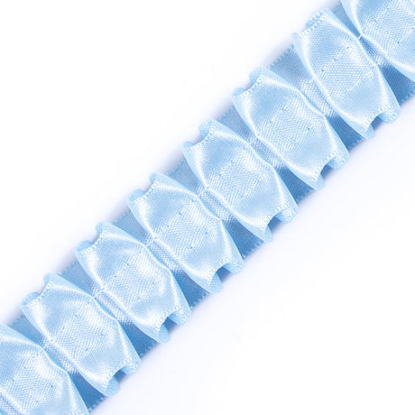 Italian Sky Blue Box Pleated Trimming - 1"