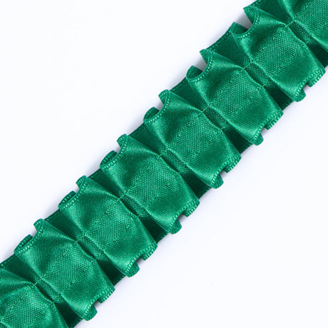 Italian Kelly Green Box Pleated Trimming - 1"