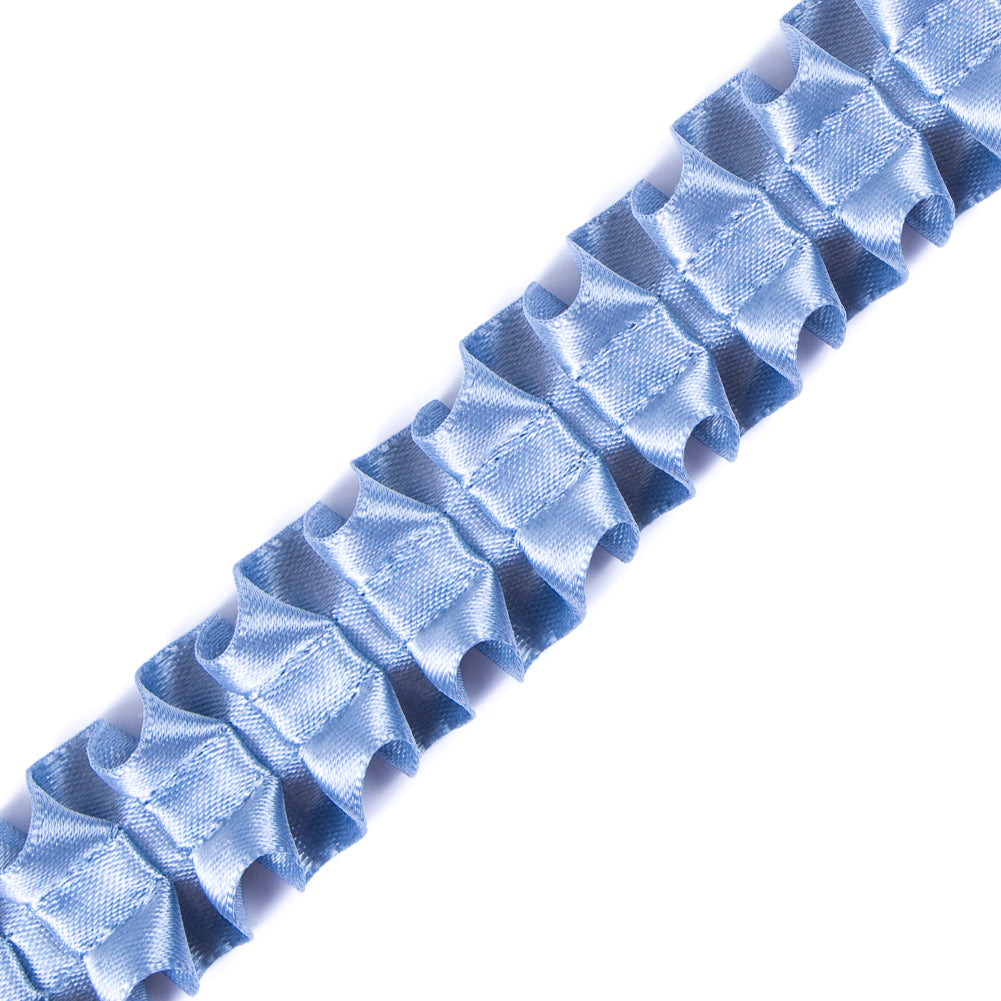 Italian Colonial Blue Box Pleated Trimming - 1"