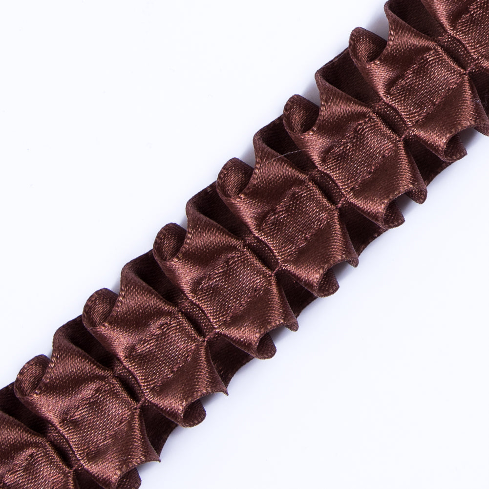 Italian Dark Brown Box Pleated Trimming - 1"