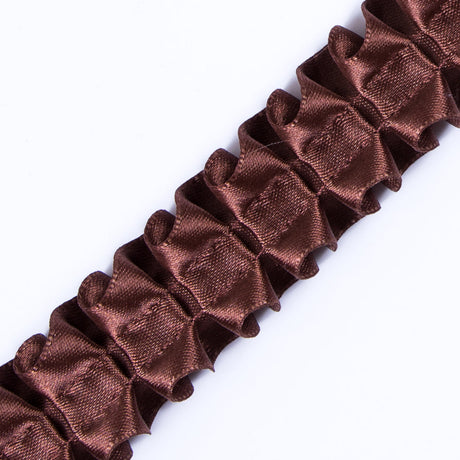 Italian Dark Brown Box Pleated Trimming - 1"