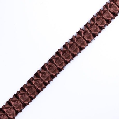 Italian Dark Brown Box Pleated Trimming - 1"