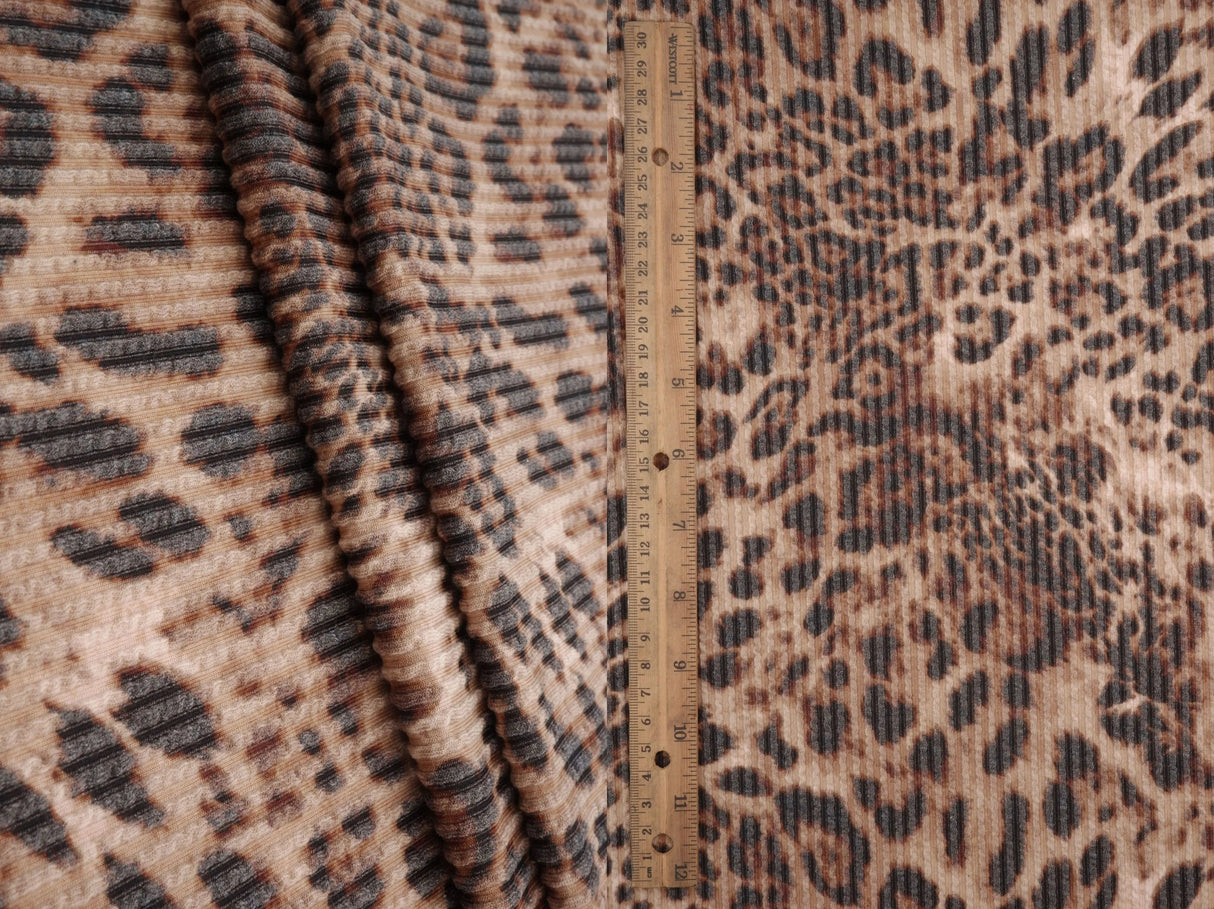 Chic Leopard Animal Double Knit Fabric 55" Soft Stretchy Material for Sewing