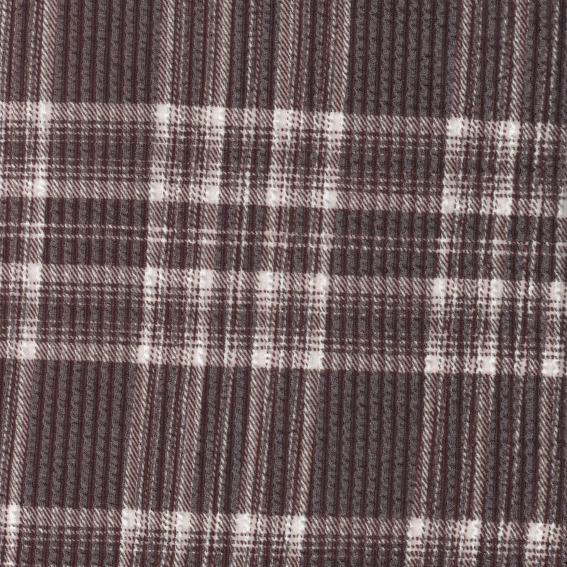 Plaid Double Knit Jacquard Fabric Brown