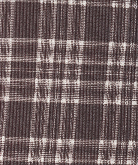 Plaid Double Knit Jacquard Fabric Brown