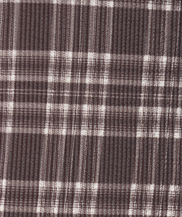 Plaid Double Knit Jacquard Fabric Brown