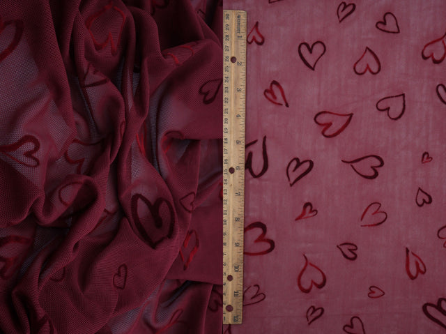 Heart Flocked Mesh Fabric
