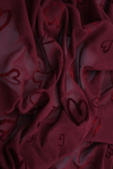 Heart Flocked Mesh Fabric