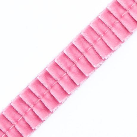 Italian Dusty Rose Velvet Knife Pleated Trimming - 0.875"