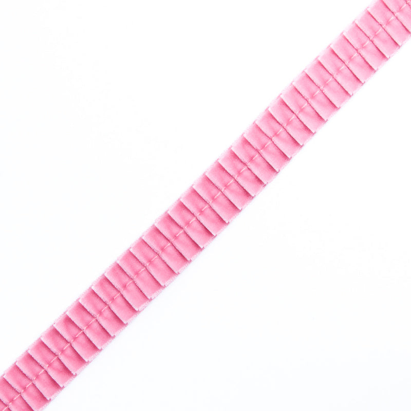 Italian Dusty Rose Velvet Knife Pleated Trimming - 0.875"