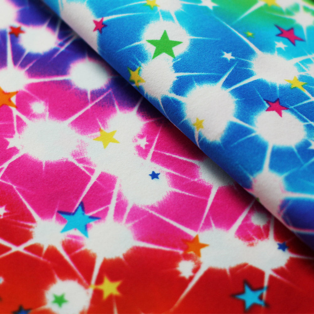 Pretty Cosmos Nylon Spandex Fabric - Galaxy Star Print, Black/White Multi, 58/60" Width (1 Yard)
