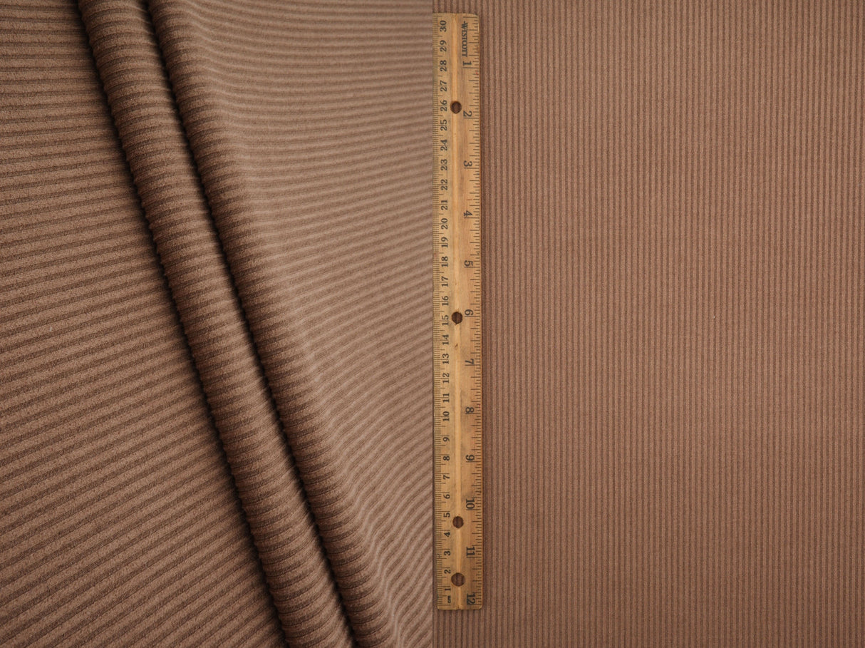 Micro Suede Rib Knit Fabric Brown