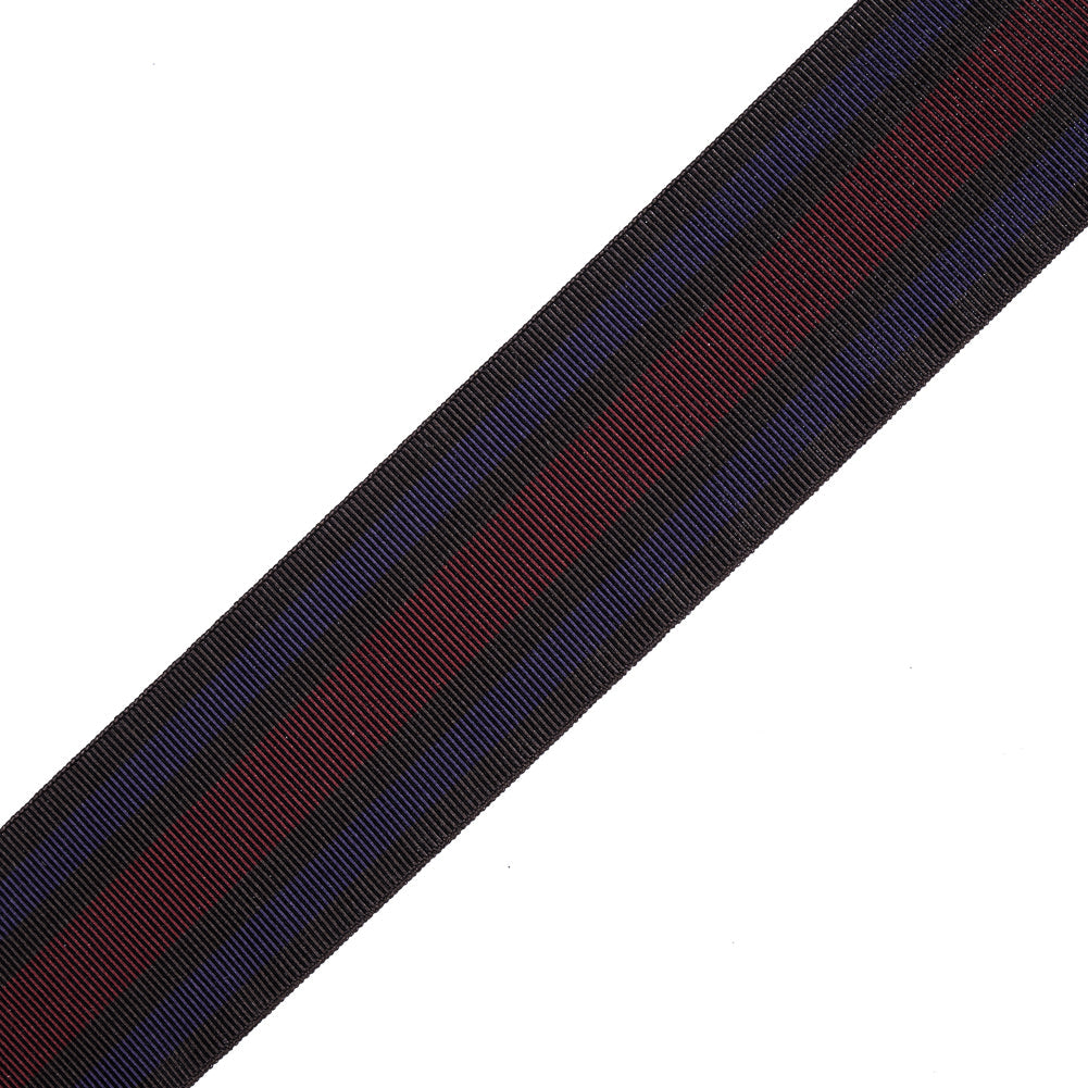 Italian Brown/Red/Purple Striped Stretch Grosgrain Ribbon - 2"