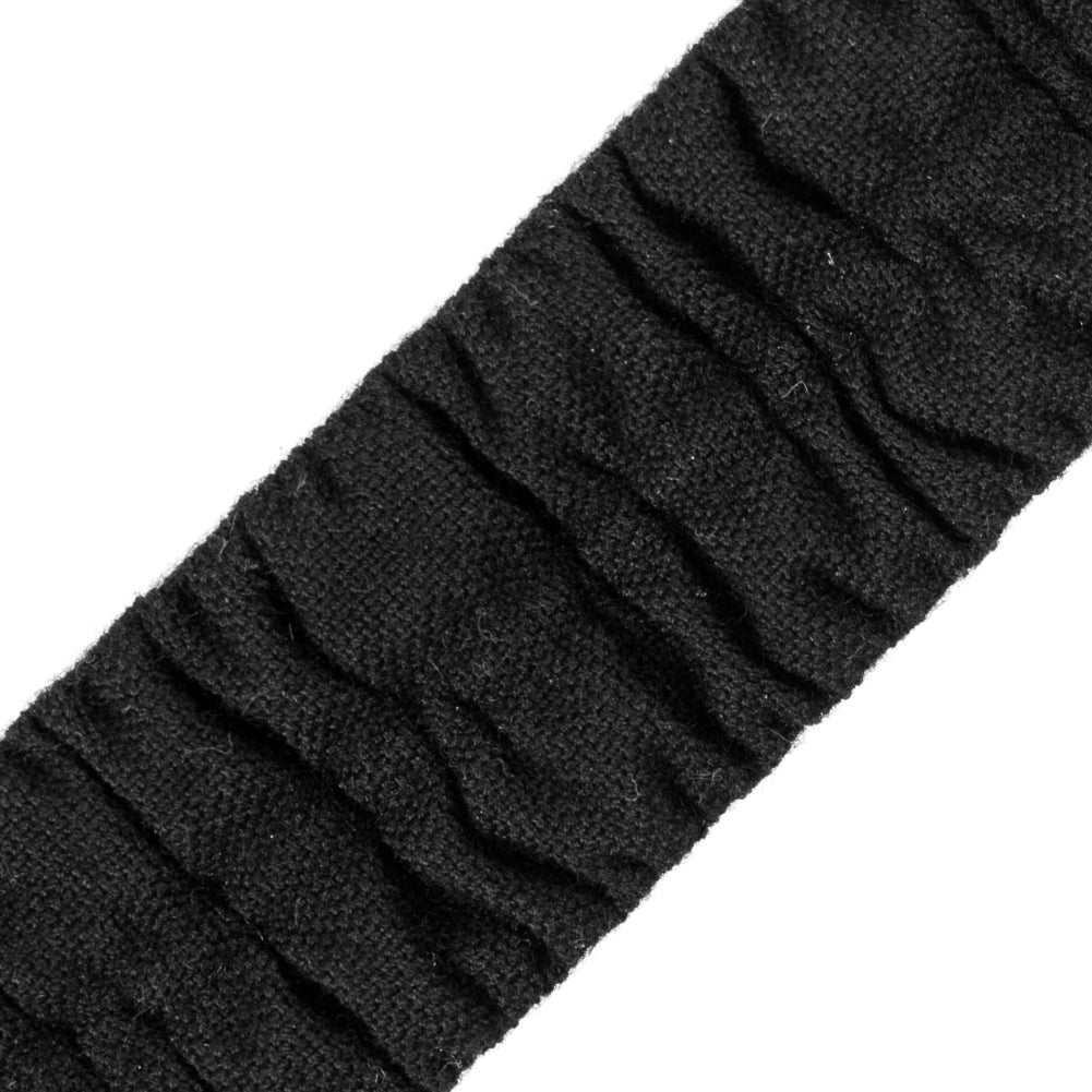 Italian Black Ruched Stretch Wool Trimming - 1.5"