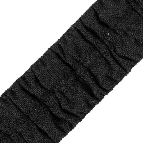 Italian Black Ruched Stretch Wool Trimming - 1.5"