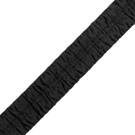 Italian Black Ruched Stretch Wool Trimming - 1.5"