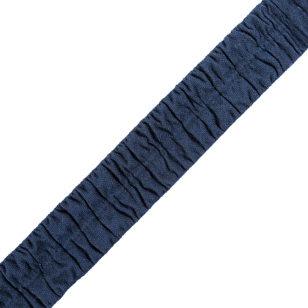 Italian Navy Ruched Stretch Wool Trimming - 1.5"
