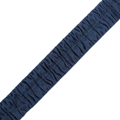 Italian Navy Ruched Stretch Wool Trimming - 1.5"