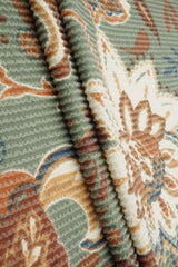 Floral Double Knit Fabric Olive Vintage
