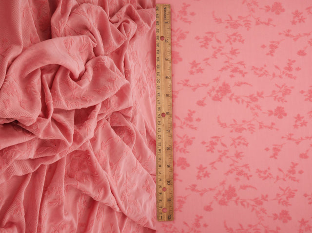 Floral Flocked Mesh Fabric