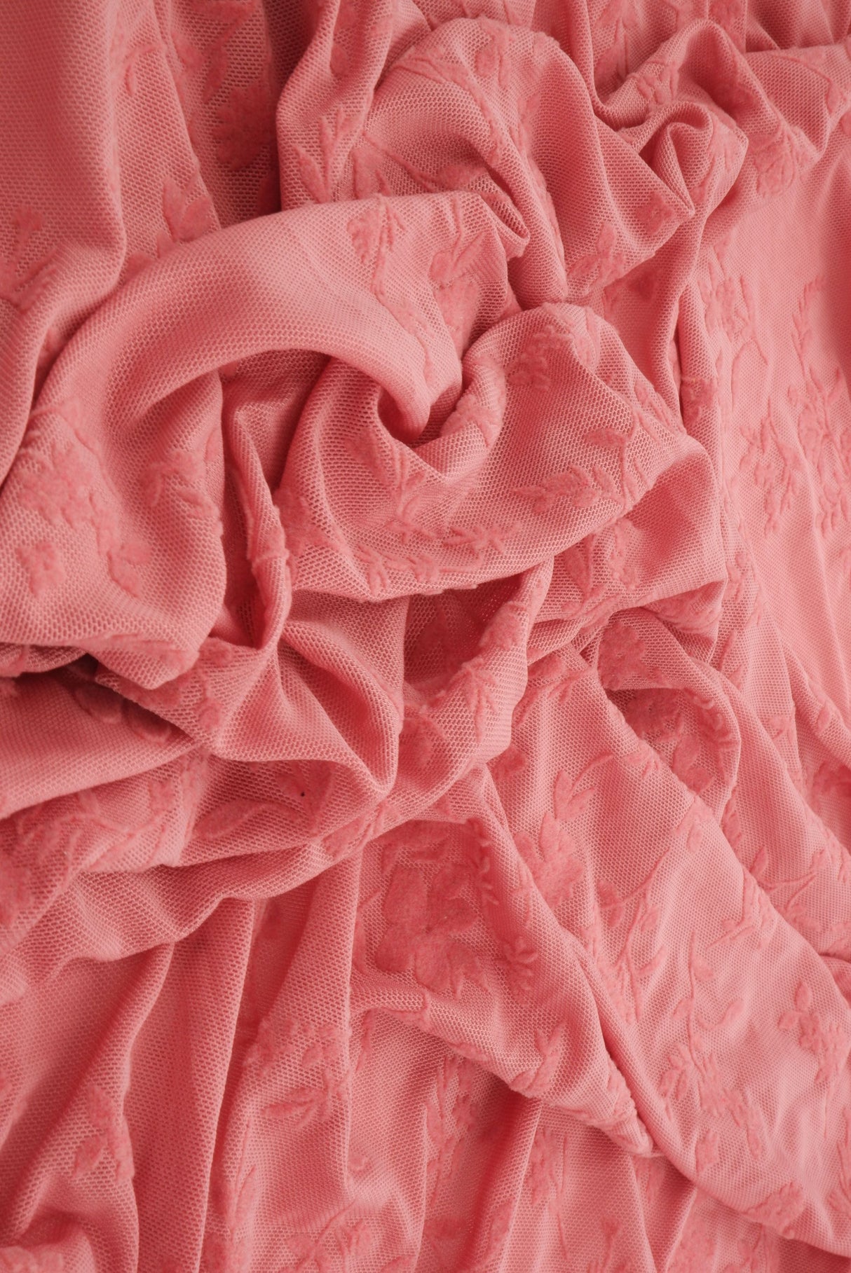 Floral Flocked Mesh Fabric