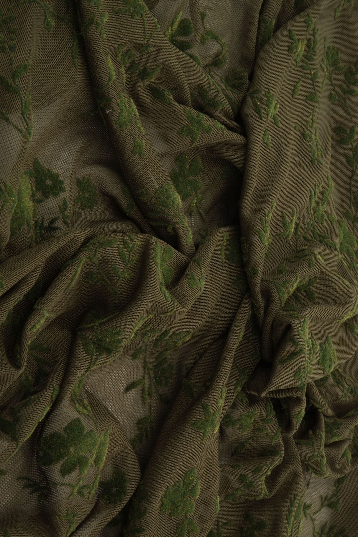Floral Flocked Mesh Fabric