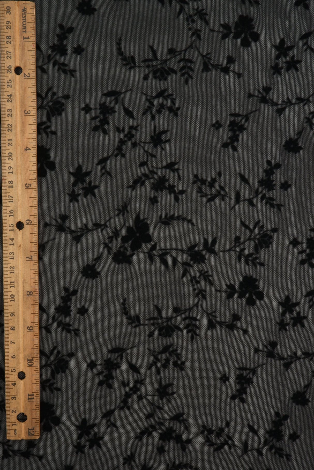 Floral Flocked Mesh Fabric