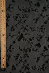 Floral Flocked Mesh Fabric