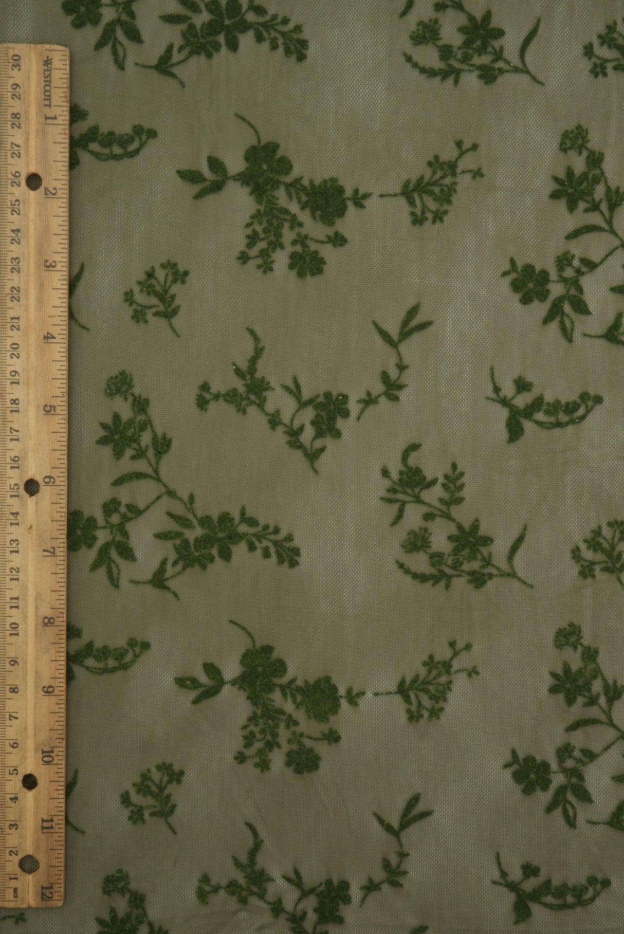 Floral Flocked Mesh Fabric
