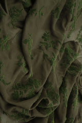 Floral Flocked Mesh Fabric