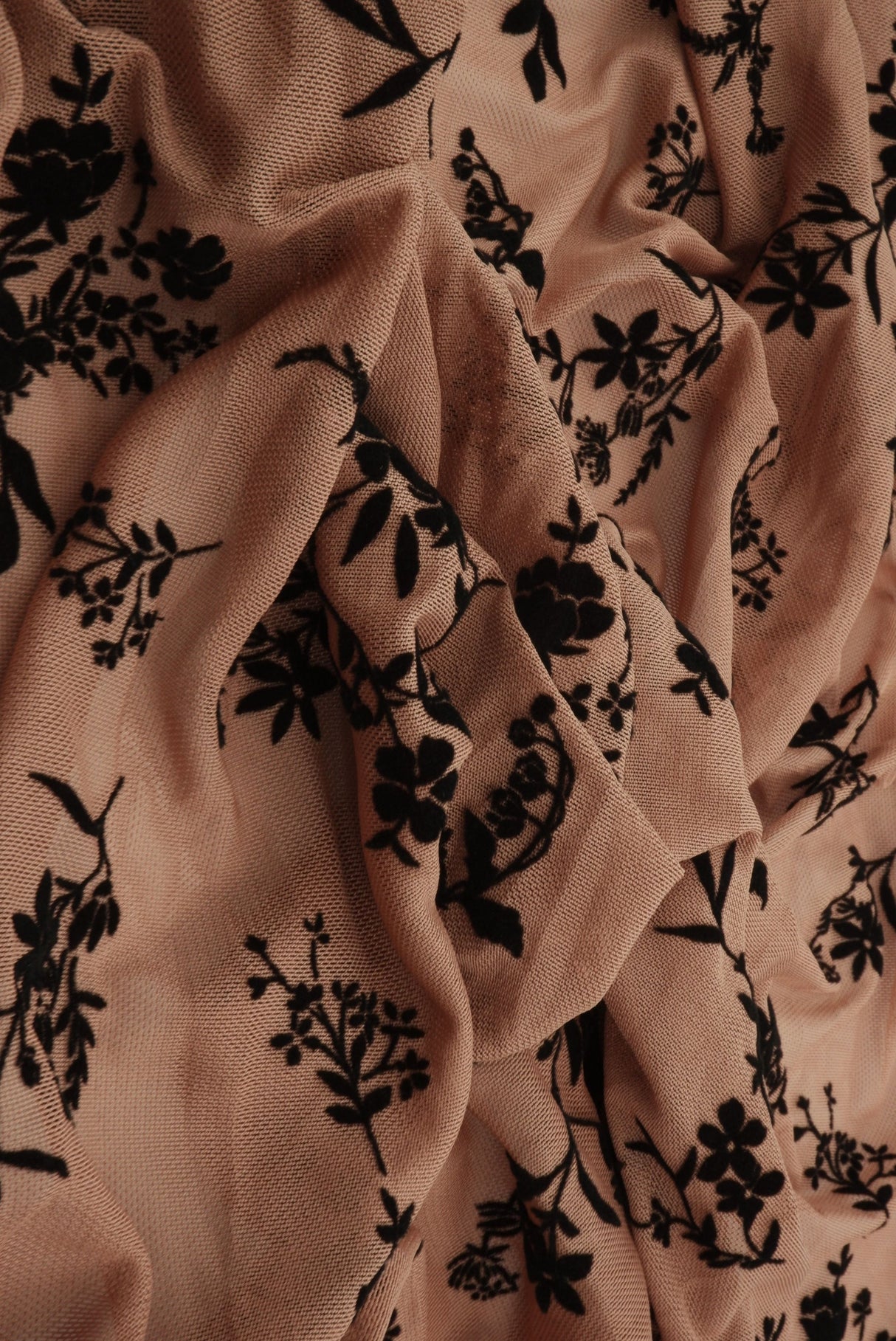 Floral Flocked Mesh Fabric