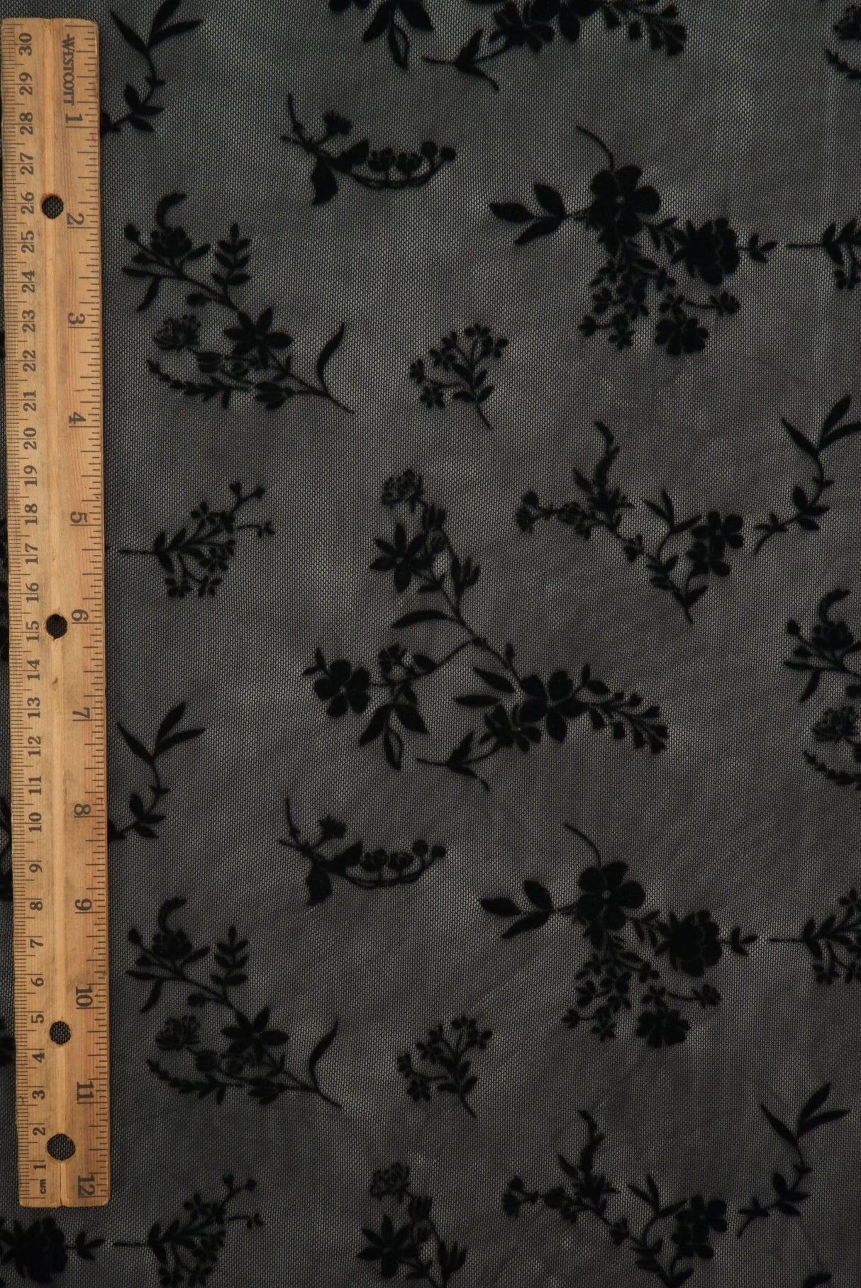 Floral Flocked Mesh Fabric