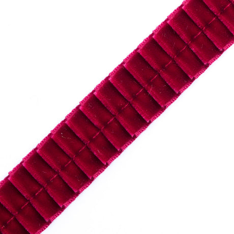 Italian Wine Velvet Knife Pleated Trimming - 0.875"