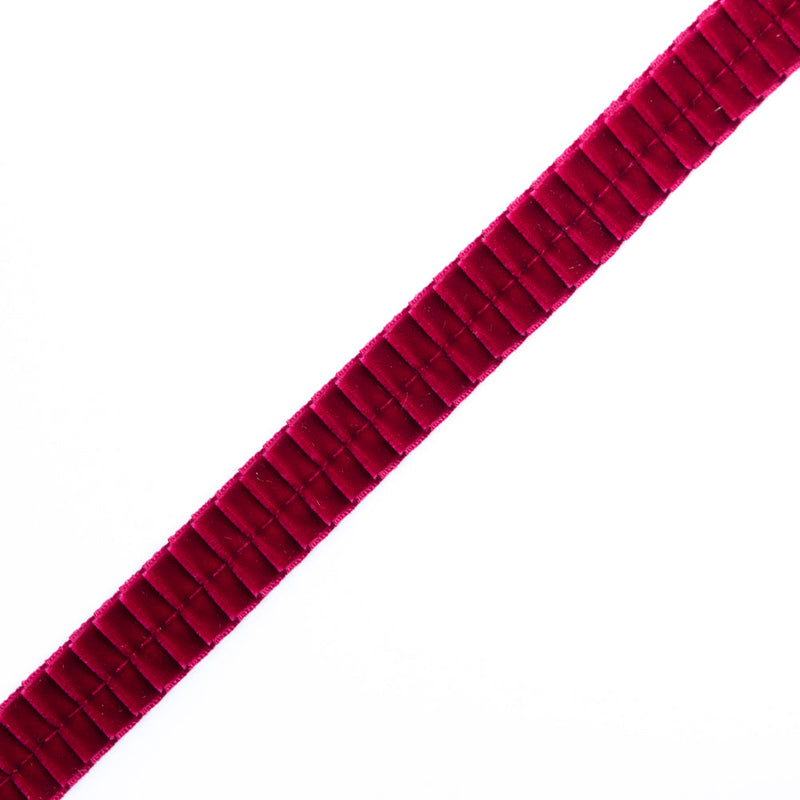Italian Wine Velvet Knife Pleated Trimming - 0.875"