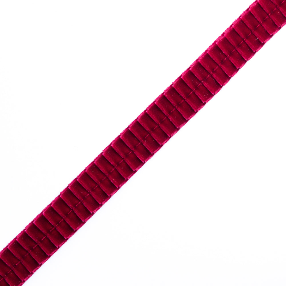Italian Wine Velvet Knife Pleated Trimming - 0.875"