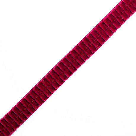 Italian Wine Velvet Knife Pleated Trimming - 0.875"