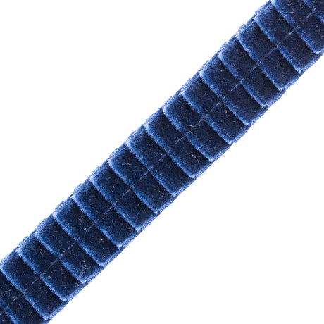 Italian Navy Velvet Knife Pleated Trimming 0.875"