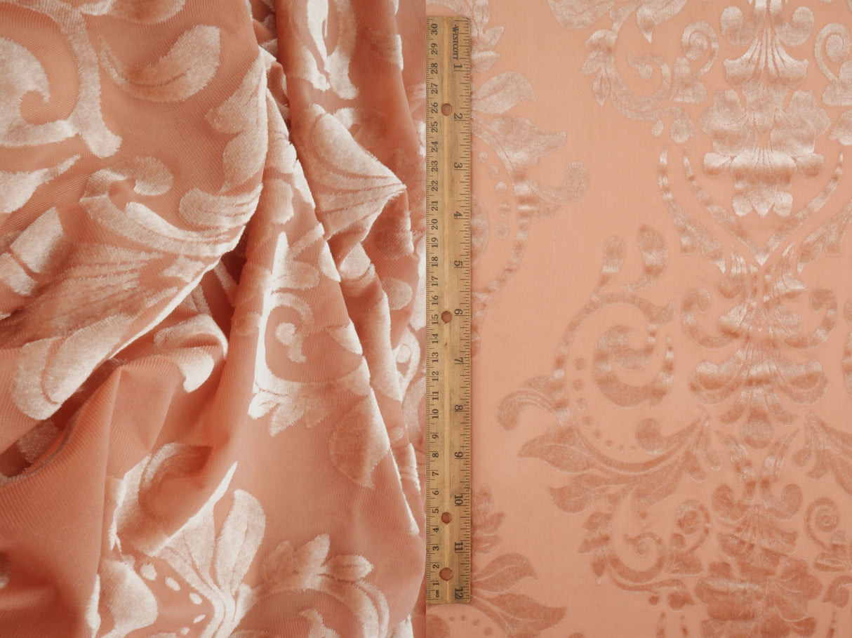 Damask Velvet Burnout Fabric