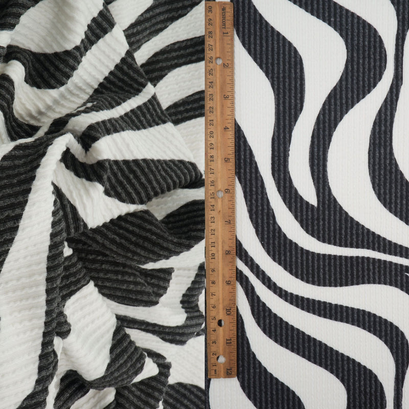Double Knit Jacquard Zebra Fabric Black
