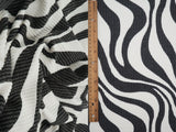 Double Knit Jacquard Zebra Fabric Black