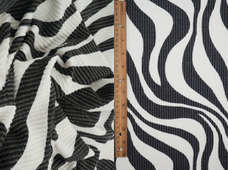 Double Knit Jacquard Zebra Fabric Black