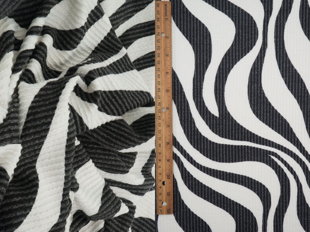 Double Knit Jacquard Zebra Fabric Black